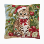 Pillows - Hooked Christmas Tabby Cat Pillow