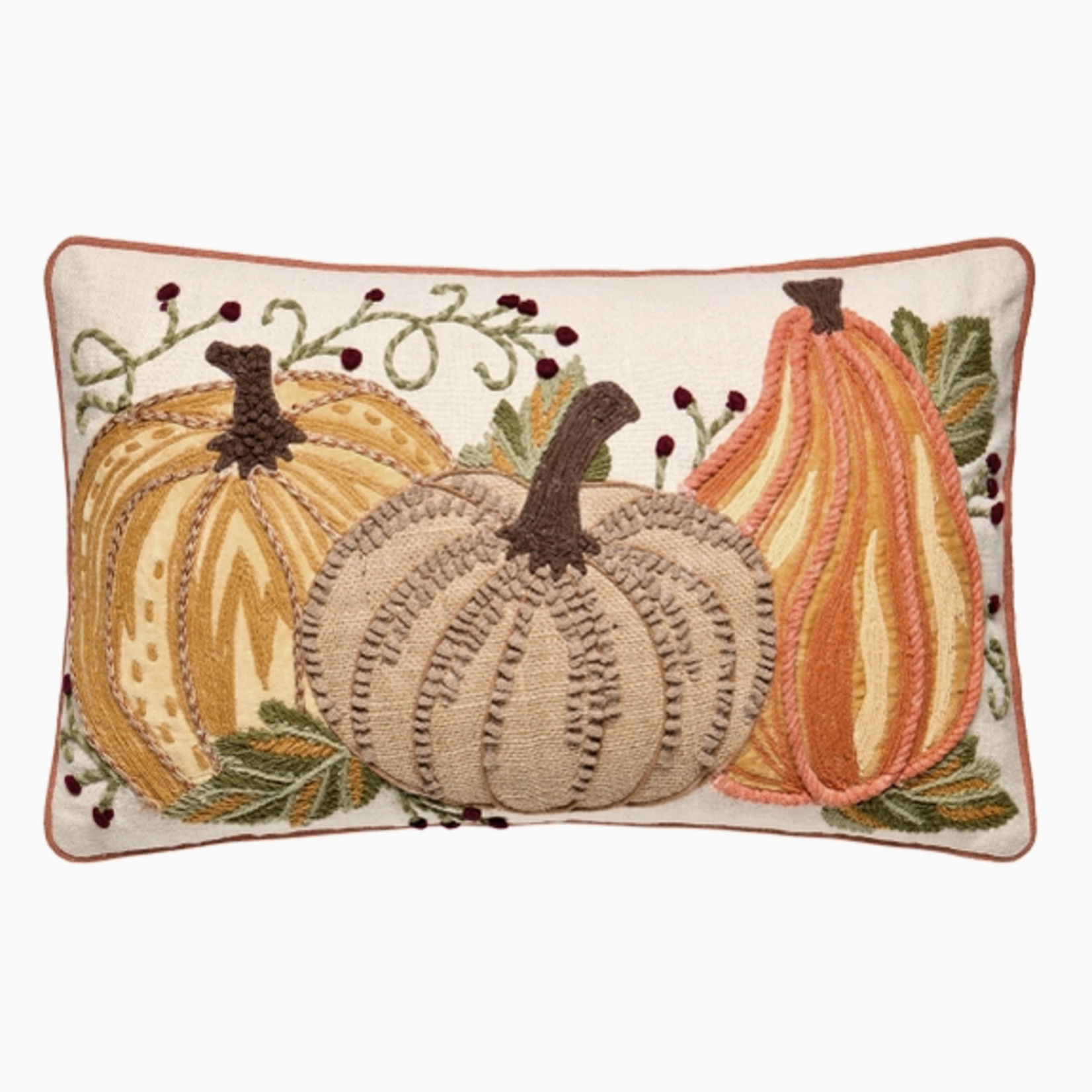 Pillows - Embroidered Harvest Pumpkin Trio Pillow