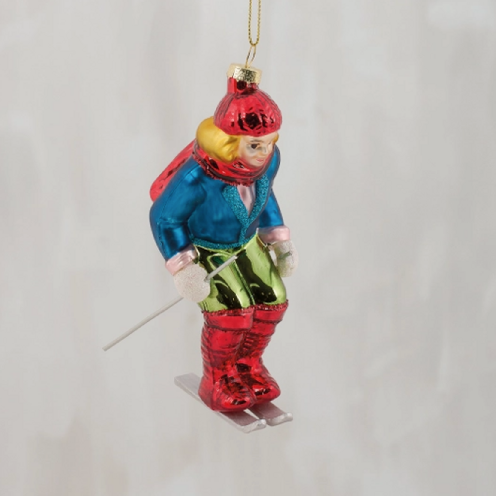 Ornaments Blue Skier Glass Ornament