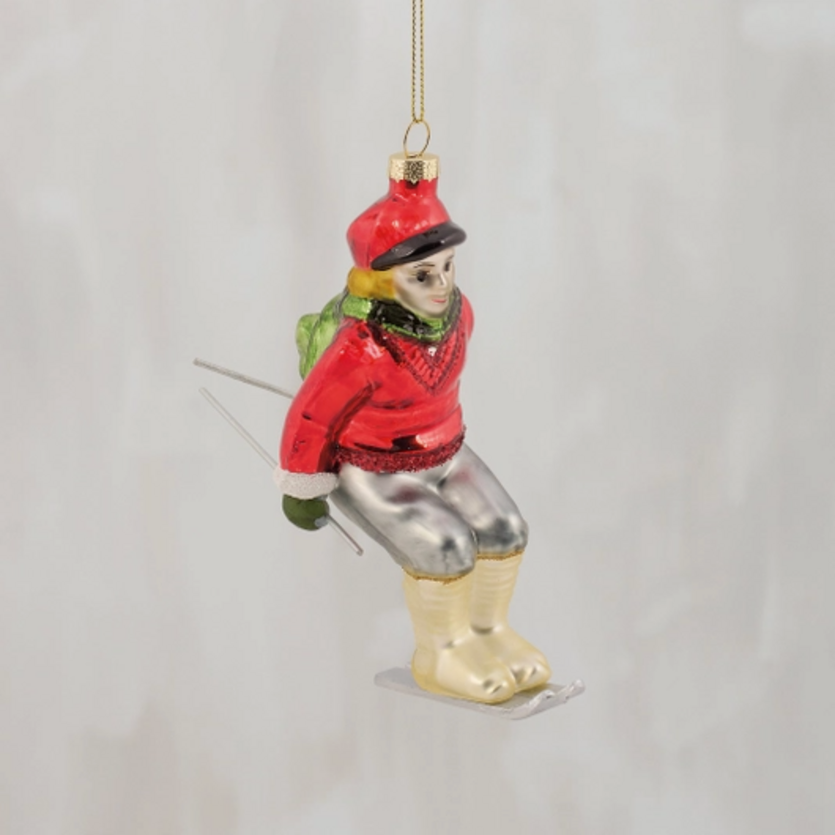 Ornaments Red Skier Glass Ornament