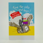 Greeting Cards - Birthday Time For Cake & Beer Sasquatch Birthday