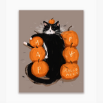 Greeting Cards - Halloween Pumpkin Cat Bed Halloween
