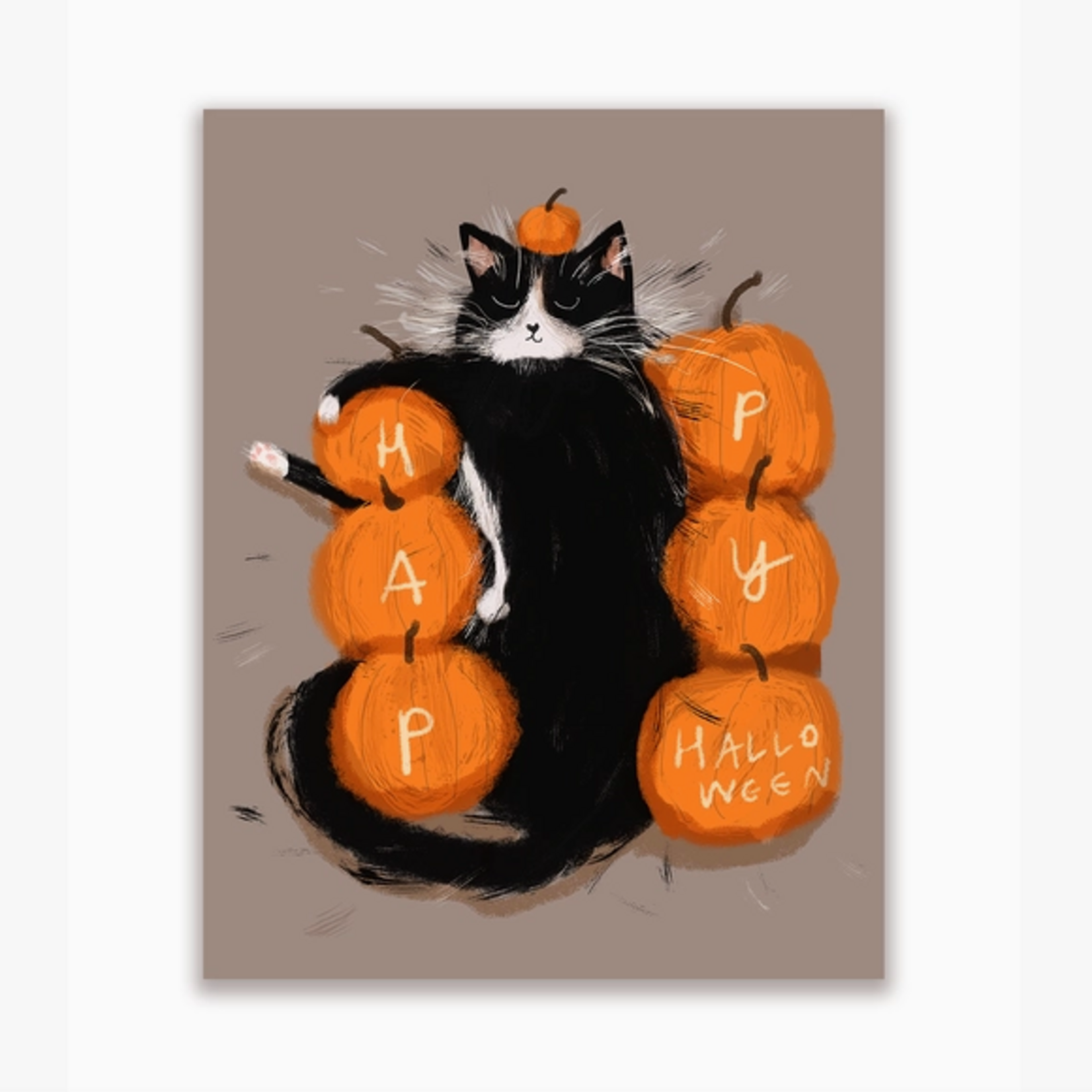Greeting Cards - Halloween Pumpkin Cat Bed Halloween