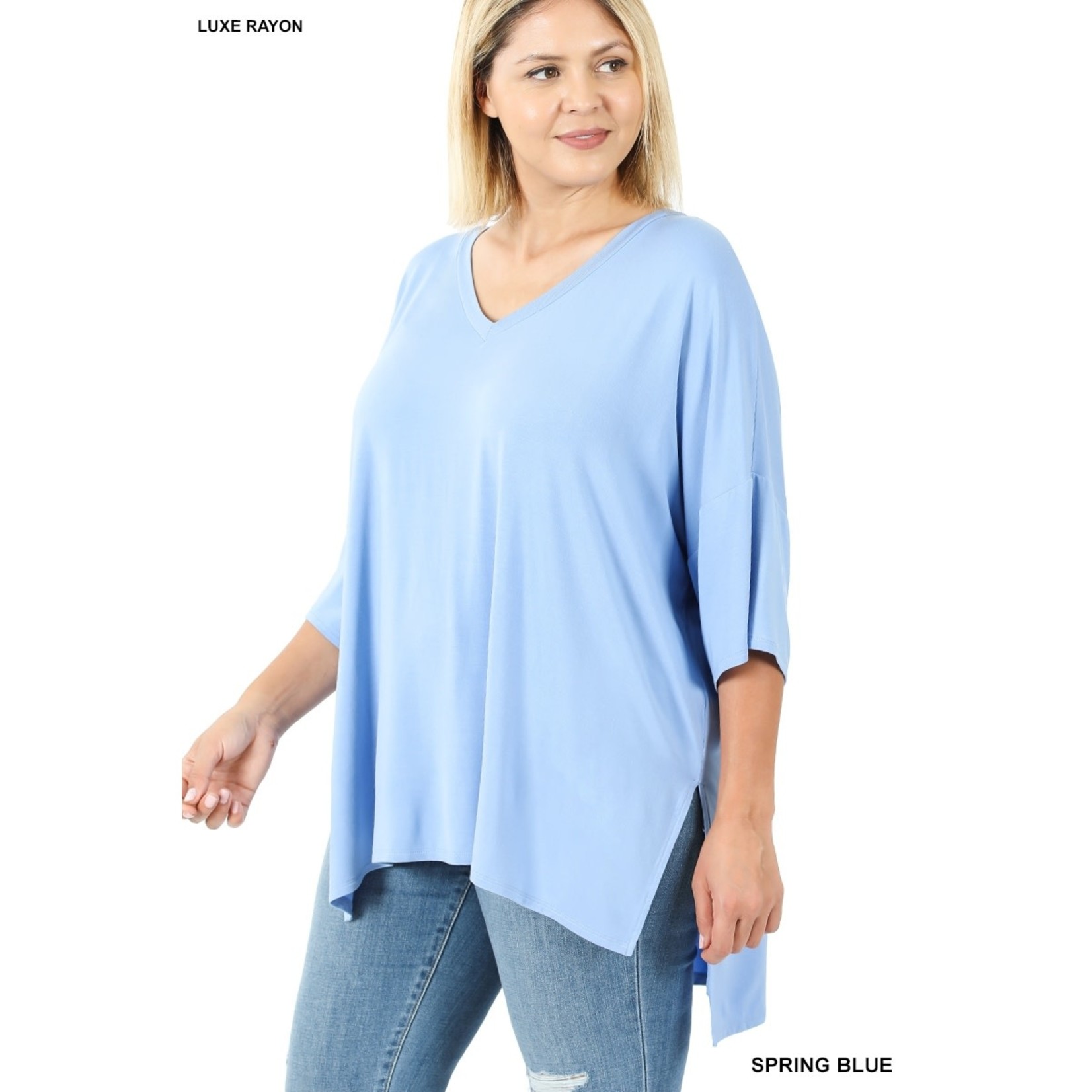 42 pops PLUS LUXE RAYON DOLMAN HALF SLEEVE V-NECK TOP