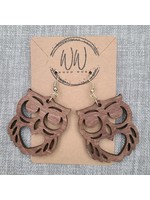 Wood WoRx Heart Bellied Owl Earrings