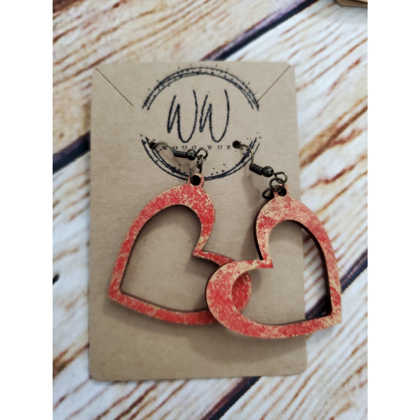 Wood WoRx Single Heart Earrings