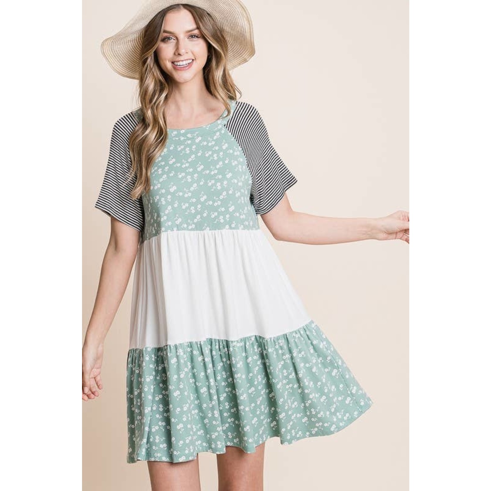 Emerald Plus floral tiered babydoll dress