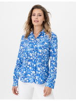 Renuar Printed blouse w/ rolled sleeve detail