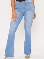 YMI High-Rise Flare Jean With Frayed Hem