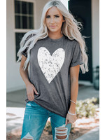 dear-lover Large Heart Shape Print Graphic T Shirt