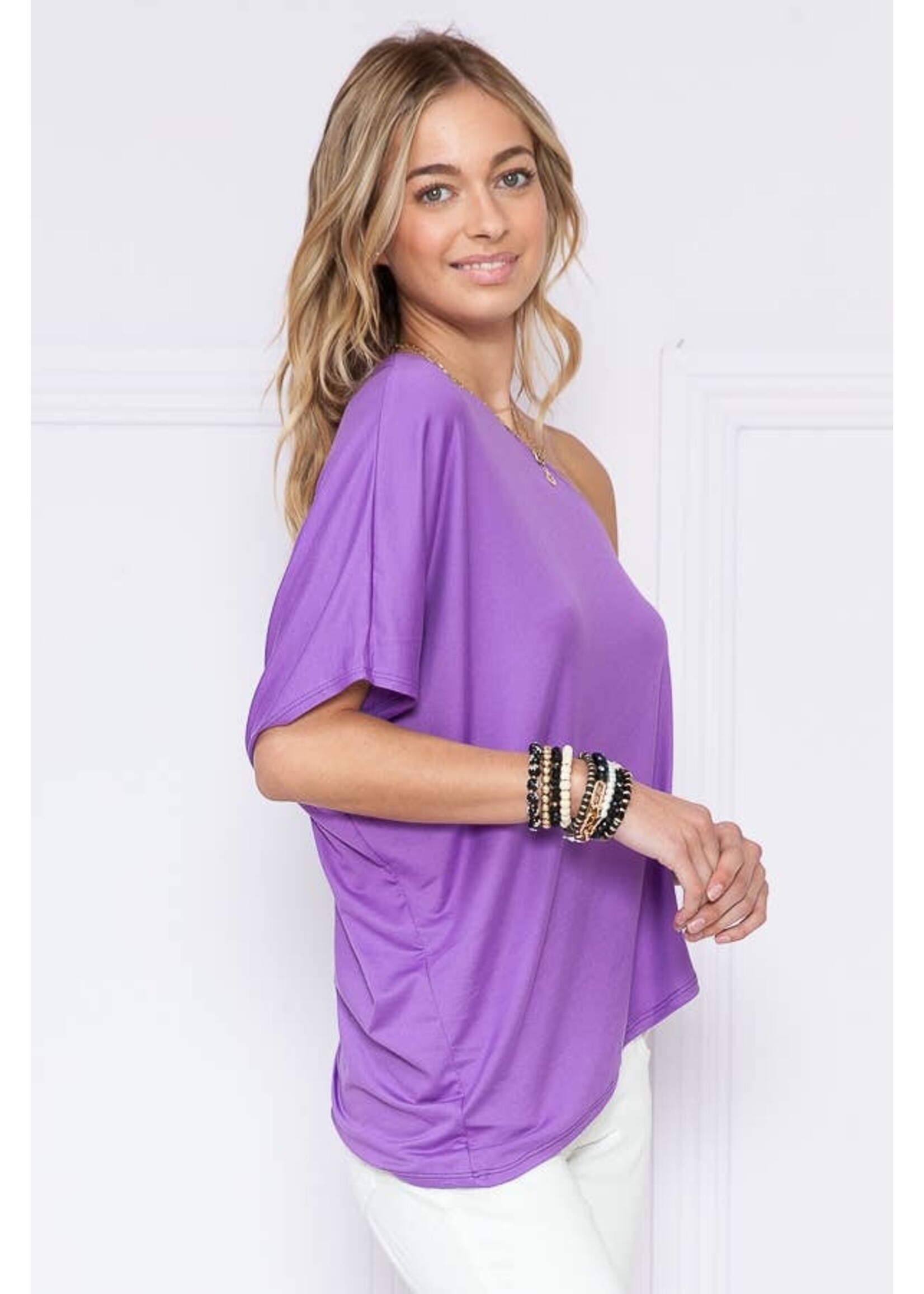 Burgundy Apparel One-shoulder Loose Fit Top