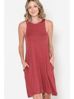 Burgundy Apparel Tank Dress With Pockets