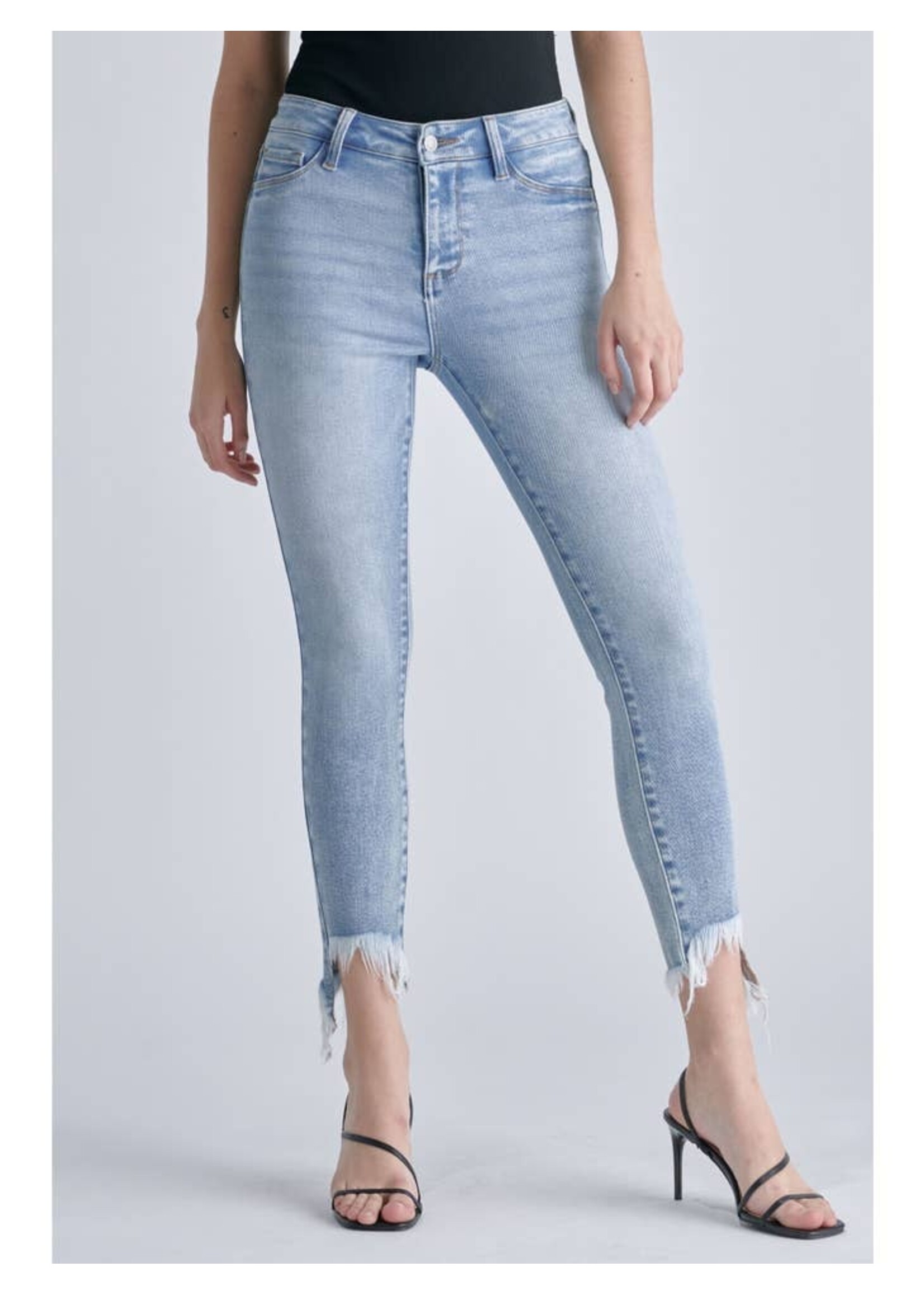 Cello Mid Rise Hi-Low Frayed Hem Crop