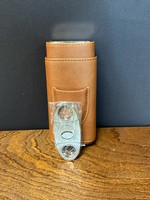 vintage gentlemen Leather Wrapped Cigar Travel Case with Cutter