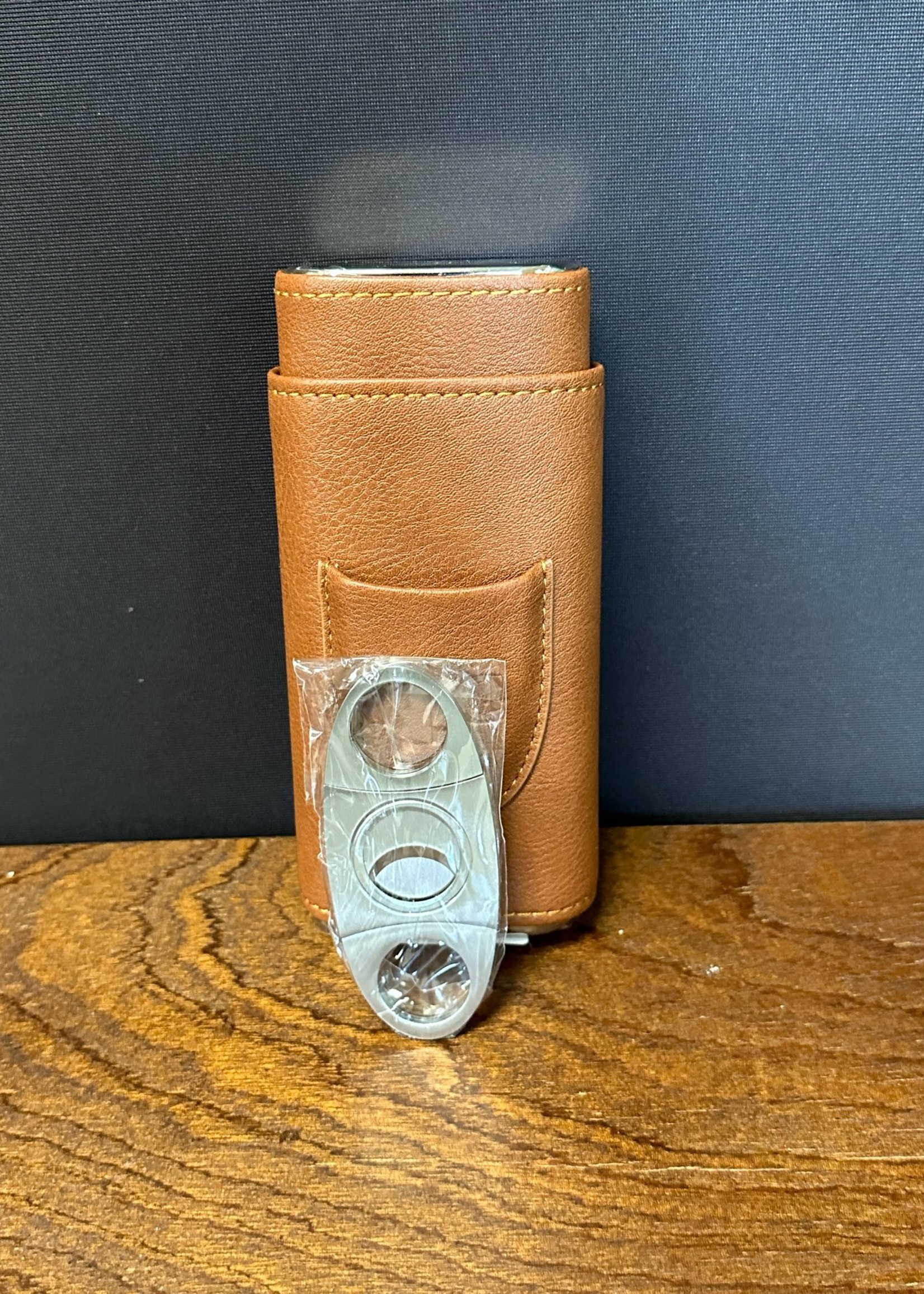 vintage gentlemen Vintage Gentlemen - Leather Wrapped Cigar Travel Case with Cutter
