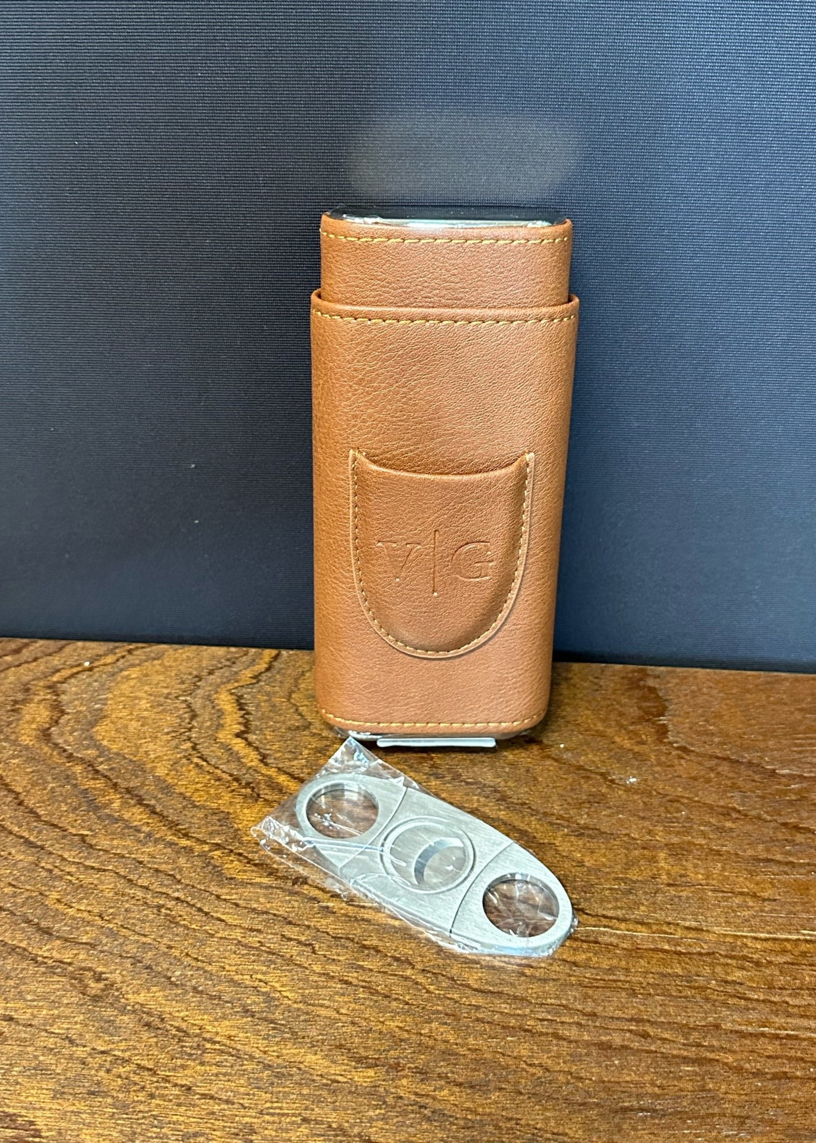 vintage gentlemen Vintage Gentlemen - Leather Wrapped Cigar Travel Case with Cutter