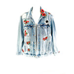 Zara Zara Poppy Embroidered Denim Jacket - Size M