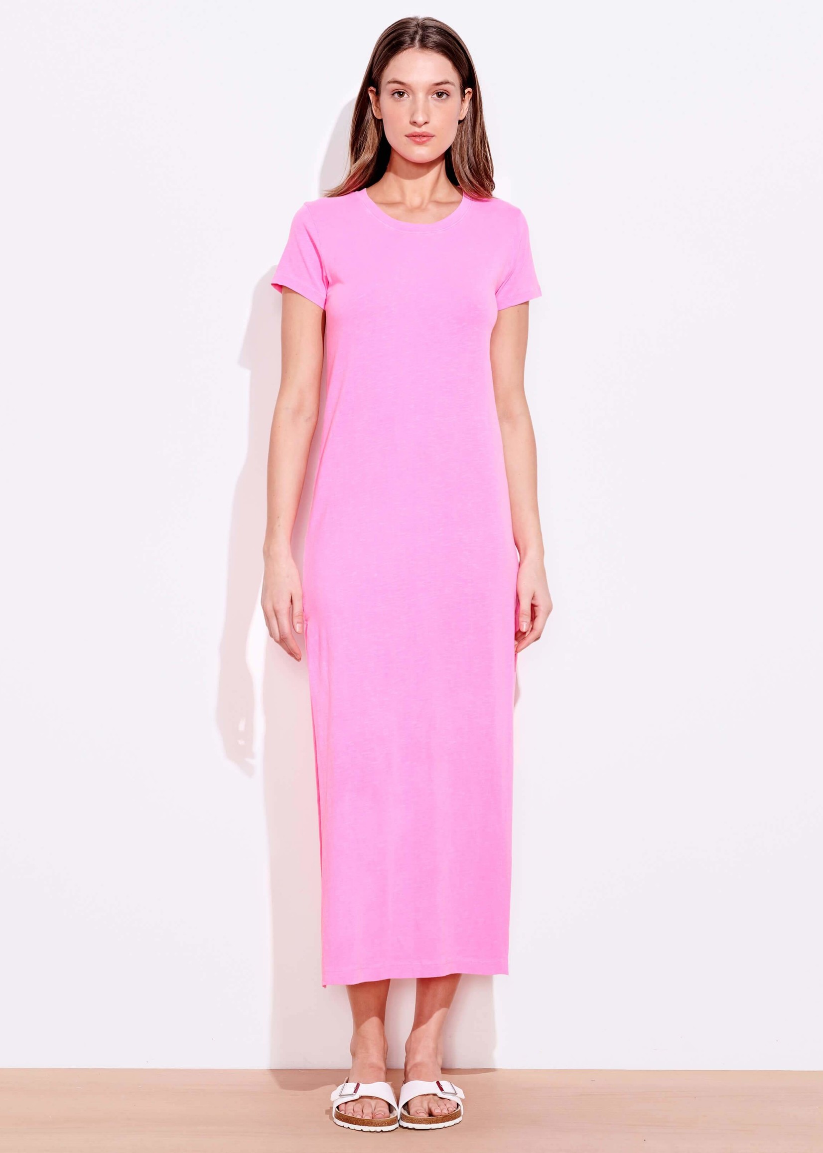 SUNDRY MAXI W/ SLIT IN NEON PINK