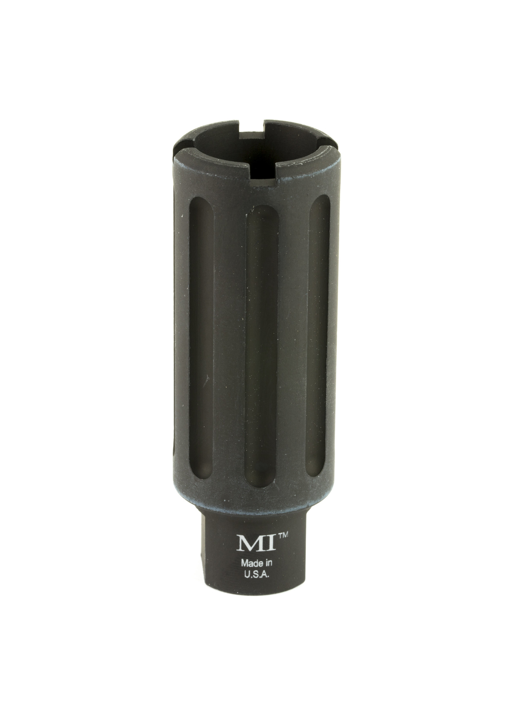 Midwest Industries Midwest Industries, Blast Can, 1/2X28 TPI, For 5.56/.223 Rifles, Overall Length 3.375", Includes Crush Washer, Black Hardcoat Anodized 6061 Aluminum