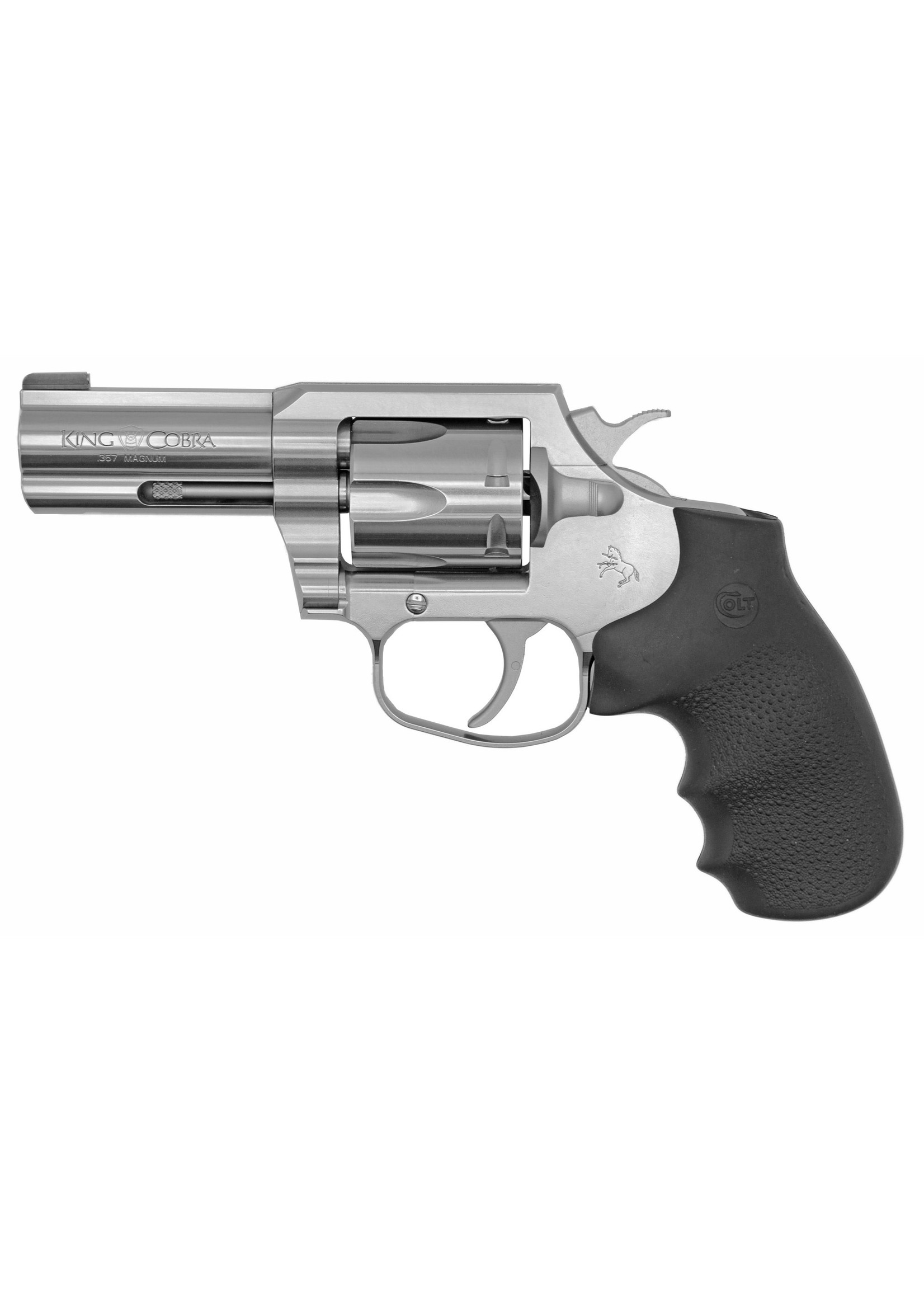 Colt Mfg Colt King Cobra Revolver 357 Mag, 6rd, 3", brushed stainless, black Hogue grip