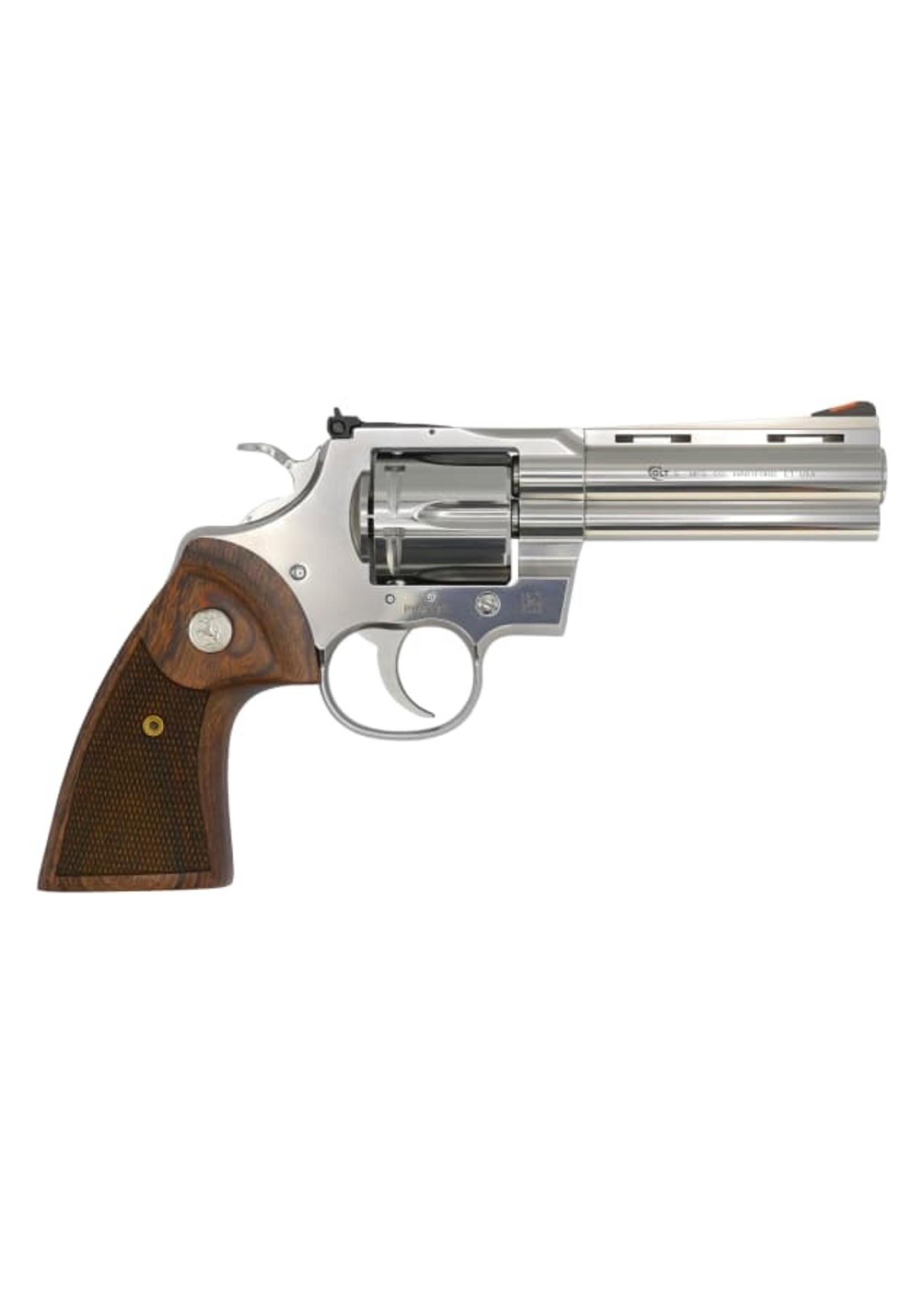 Colt Mfg Colt Python Revolver, 357 Mag, 6rd, 4.25" Barrel, Stainless Steel, Walnut Target Grip