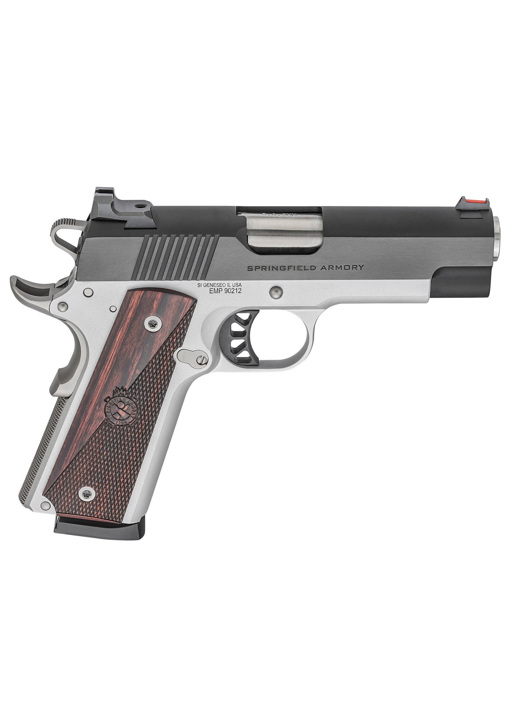 Springfield Armory Springfield Armory 1911 Ronin EMP 9mm Luger Caliber with 4" Barrel, 10+1 Capacity, Satin Aluminum Cerakote Finish Beavertail Frame, Serrated Blued Carbon Steel Slide & Textured Wood Grip