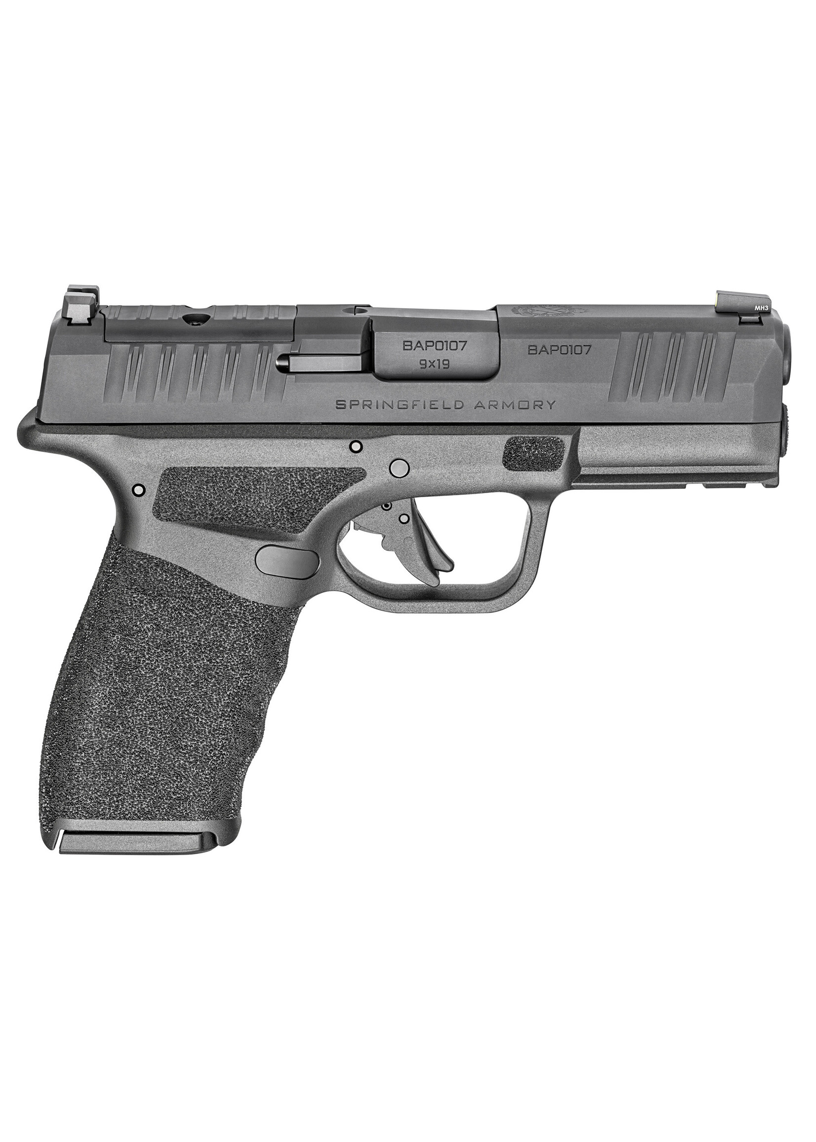 Springfield Armory Springfield Armory  Hellcat Pro OSP 9mm Luger Caliber with 3.70" Barrel, 15+1 Capacity, Black Finish Picatinny Rail Frame, Serrated/Optic Cut Black Melonite Steel Slide & Adaptive Textured Polymer Grip