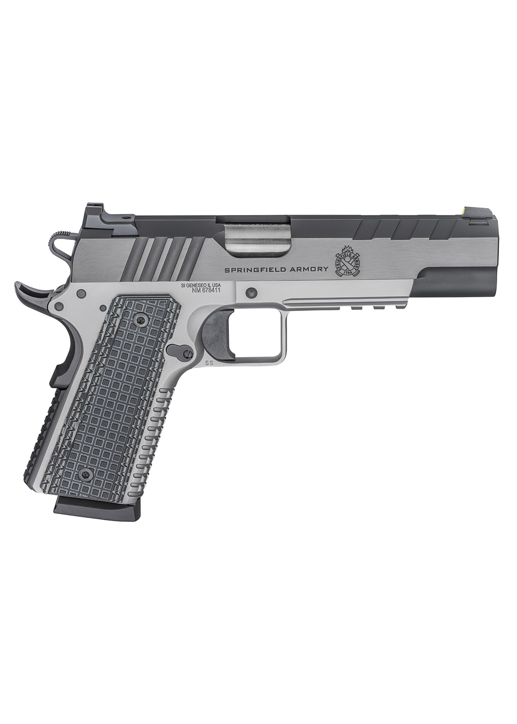 Springfield Armory Springfield Armory PX9220L 1911 Emissary 45 ACP Caliber with 5" Barrel, 8+1 Capacity, Stainless Steel Finish Picatinny Rail/Beavertail Frame, Tri-Top Cut Blued Carbon Steel Slide & Black VZ Thin-Line G10 Grip