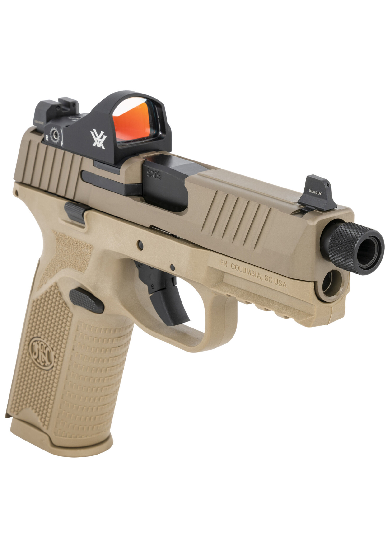FN FN 66100845 509 Tactical 9mm Luger 17+1/24+1 4.50" Threaded Barrel, Flat Dark Earth Polymer Frame w/Mounting Rail, Optic Cut FDE Stainless Steel Slide, No Manual Safety, Includes Viper Red Dot
