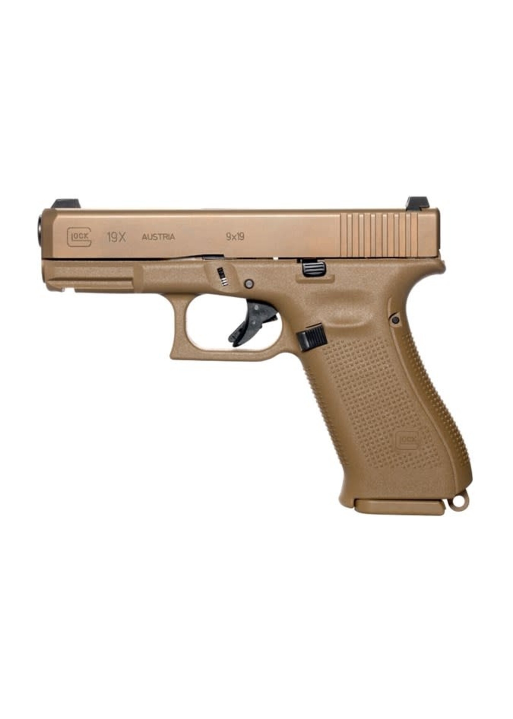 Glock Glock PX1950703 G19X Compact 9mm Luger 17+1/19+1 4.02" Black GMB Barrel, Coyote nPVD Serrated Slide, Coyote Brown Cerakote Polymer Frame w/Accessory Rail, Coyote Brown Textured Polymer Grip, Ambidextrous