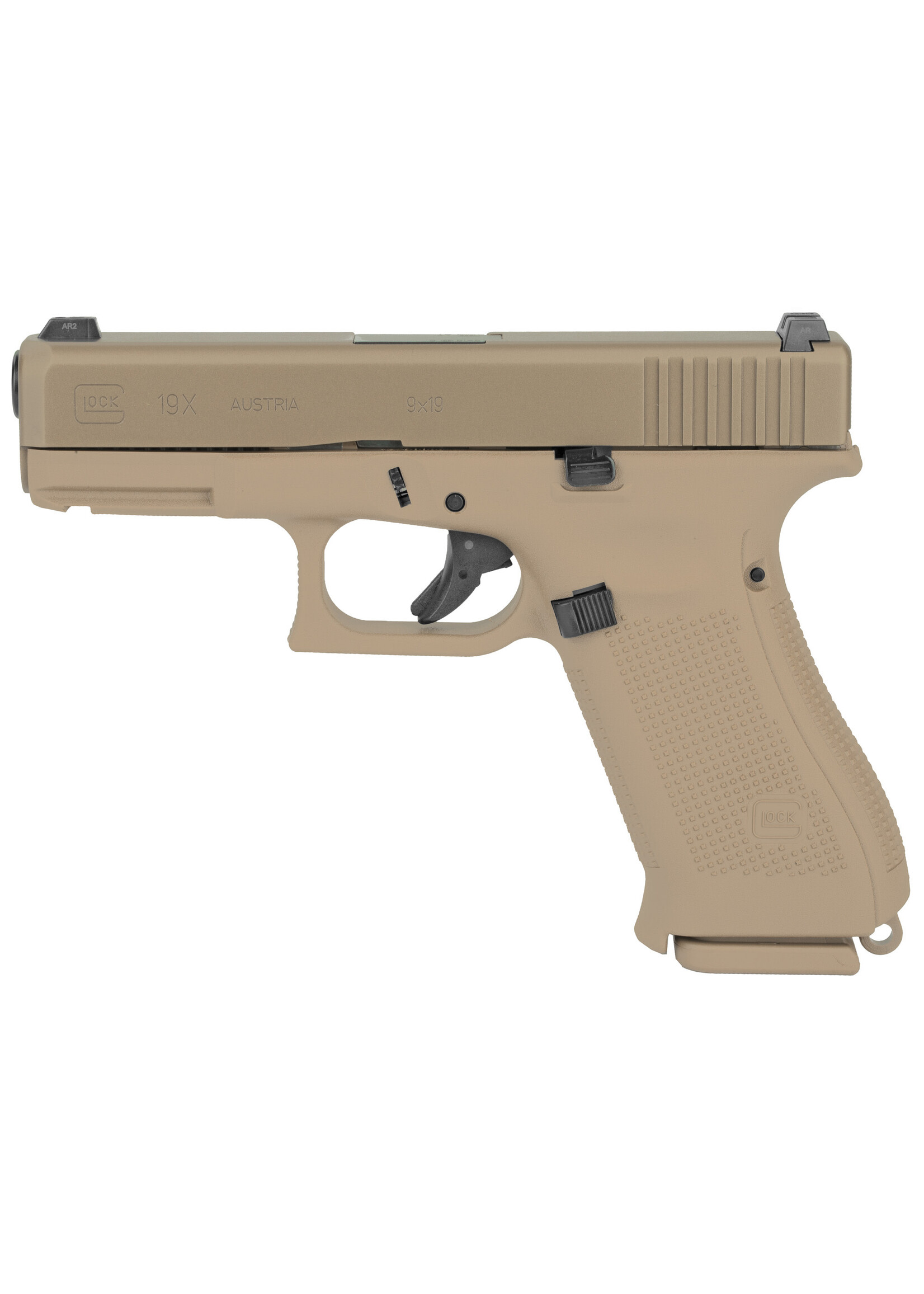 Glock Glock PX1950703 G19X Compact 9mm Luger 17+1/19+1 4.02" Black GMB Barrel, Coyote nPVD Serrated Slide, Coyote Brown Cerakote Polymer Frame w/Accessory Rail, Coyote Brown Textured Polymer Grip, Ambidextrous