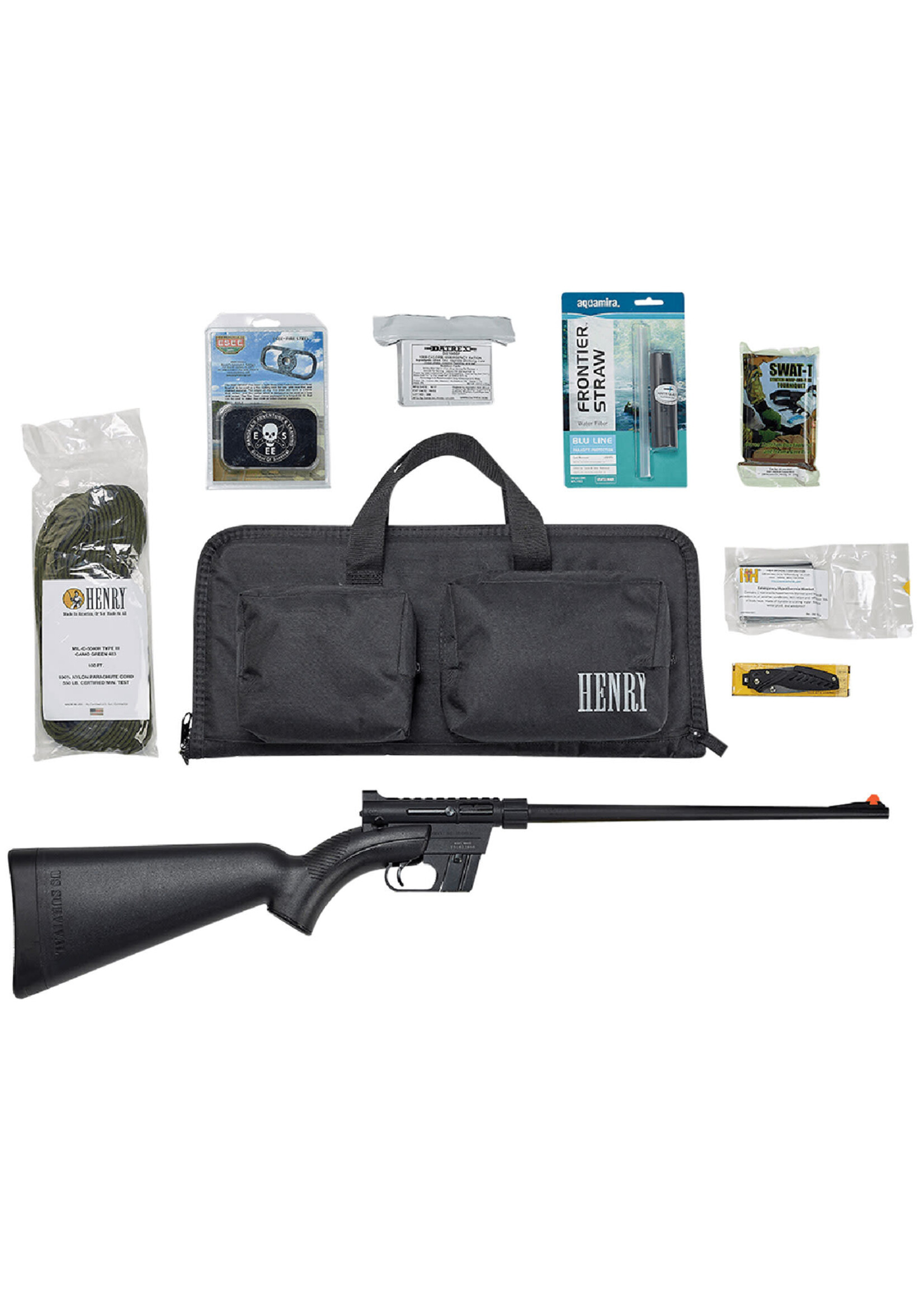 Henry Henry H002BSGB U.S. Survival Pack AR-7 22 LR Caliber with 8+1 Capacity, 16.13" Barrel, Black Metal Finish & Black Synthetic Stock Right Hand (Full Size) Includes Gear