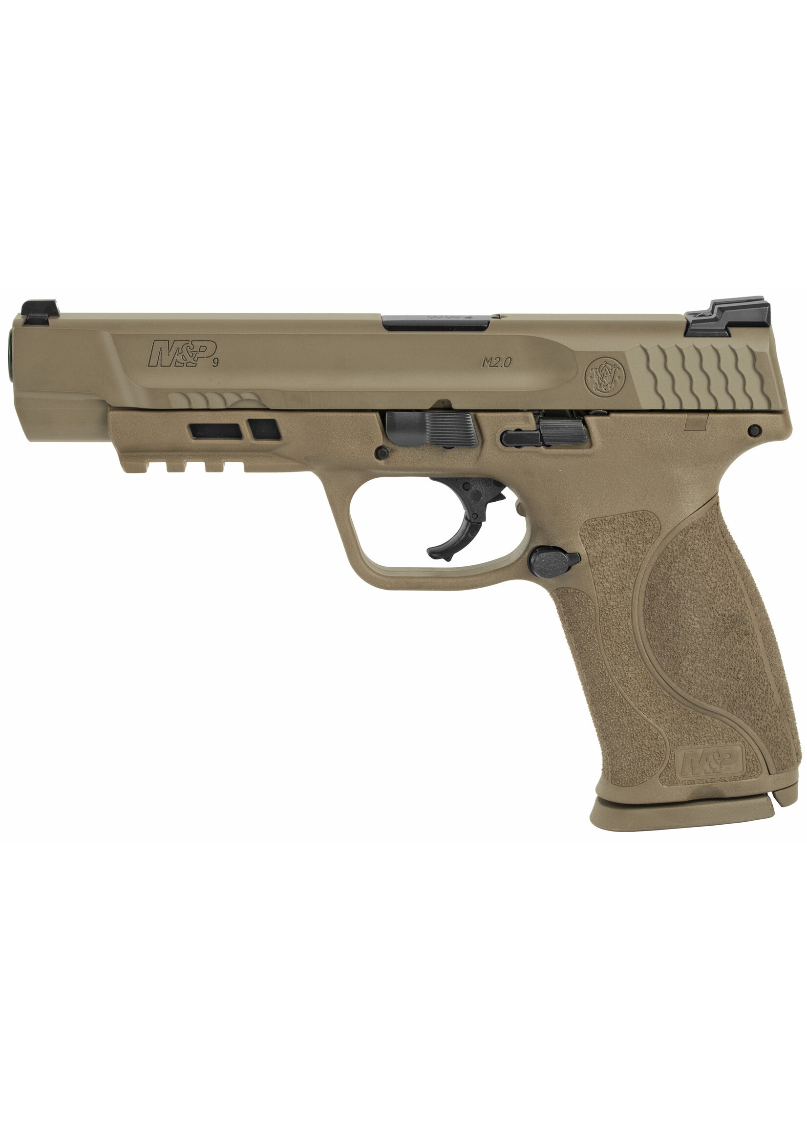 Smith and Wesson (S&W) Smith & Wesson 11989 M&P M2.0 9mm Luger 5" Barrel 17+1, Flat Dark Earth Polymer Frame With Picatinny Acc. Rail, FDE Armornite Stainless Steel Slide, No Manual Safety