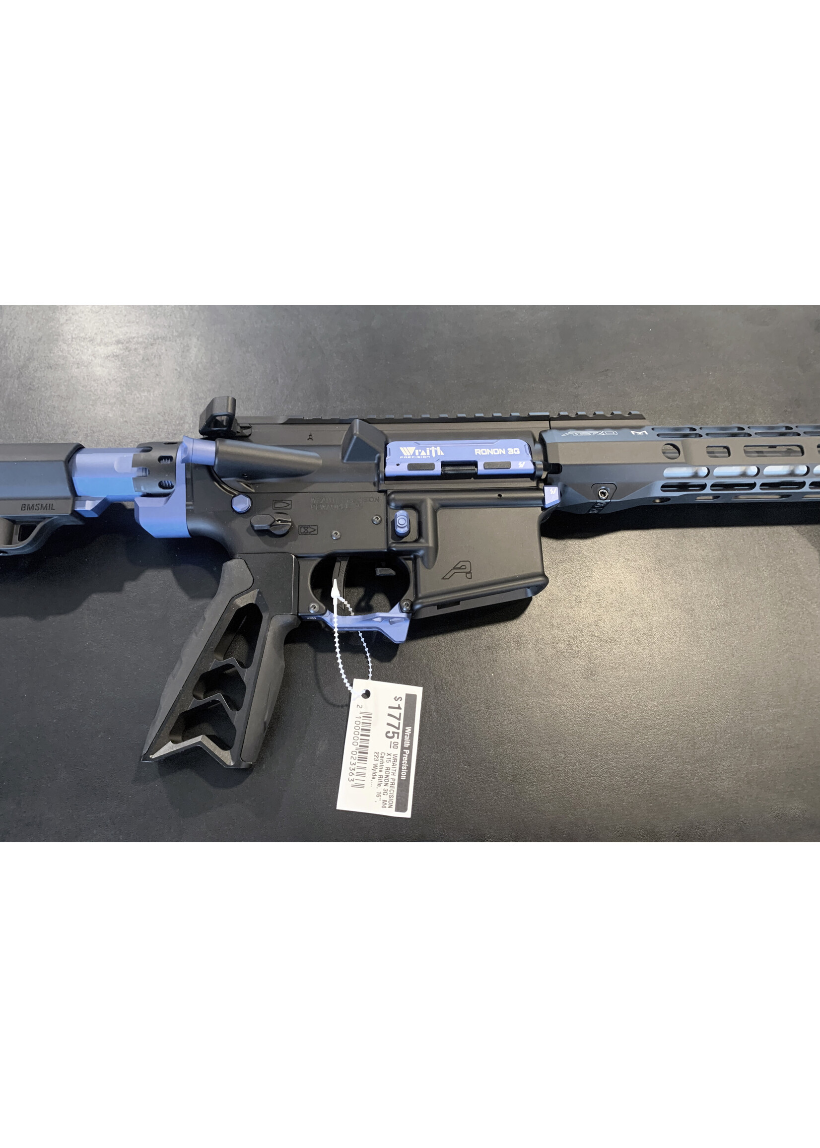 Wraith Precision WRAITH PRECISION  X15  RONON 3G  M4 Carbine Rifle - BLK/BLUE, 17.7", 223 Wylde, 1/8, Mid-Length, 1/2"x 28 TPI