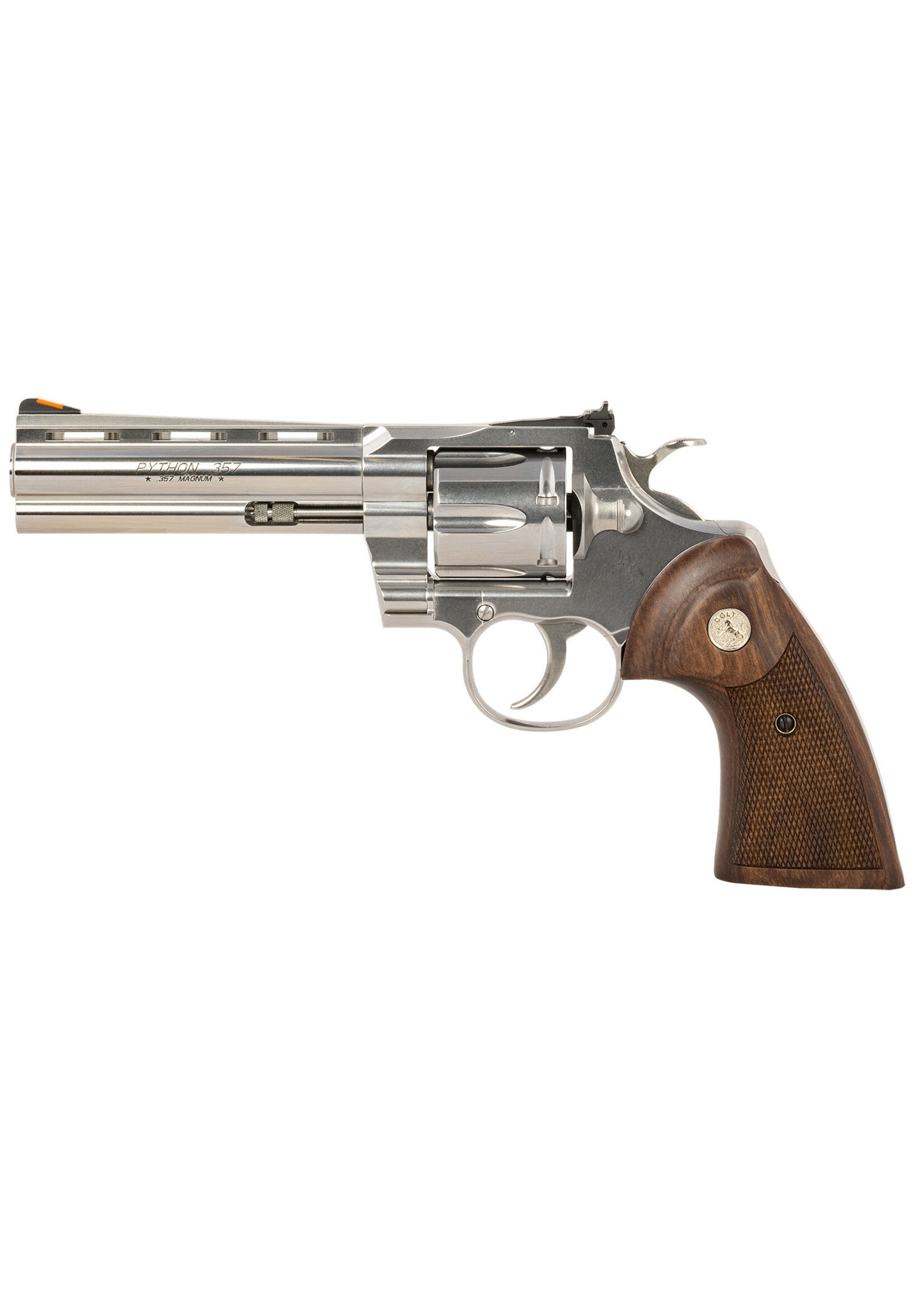 Colt Mfg Colt Mfg  Python 357 Mag/38 Special 6 Shot 5" Stainless Recessed Target/Vent Rib Barrel, Stainless Cylinder & Frame, Walnut w/Colt Medallion Grip