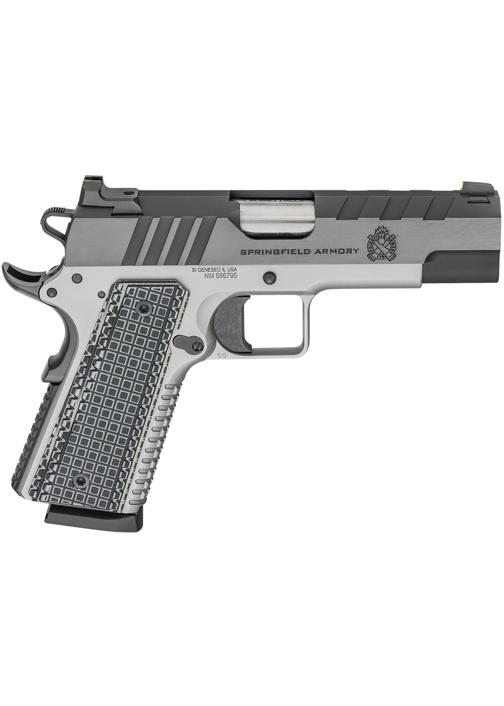 Springfield Armory Springfield Armory PX9218L 1911 Emissary 45 ACP 8+1, 4.25" Stainless Match Grade Bull Steel Barrel, Blued/Stainless Serrated/Tri-Top Cut Steel Slide, Stainless Steel Frame w/Beavertail, Black VZ Thin-Line G10 Grip, Right Hand
