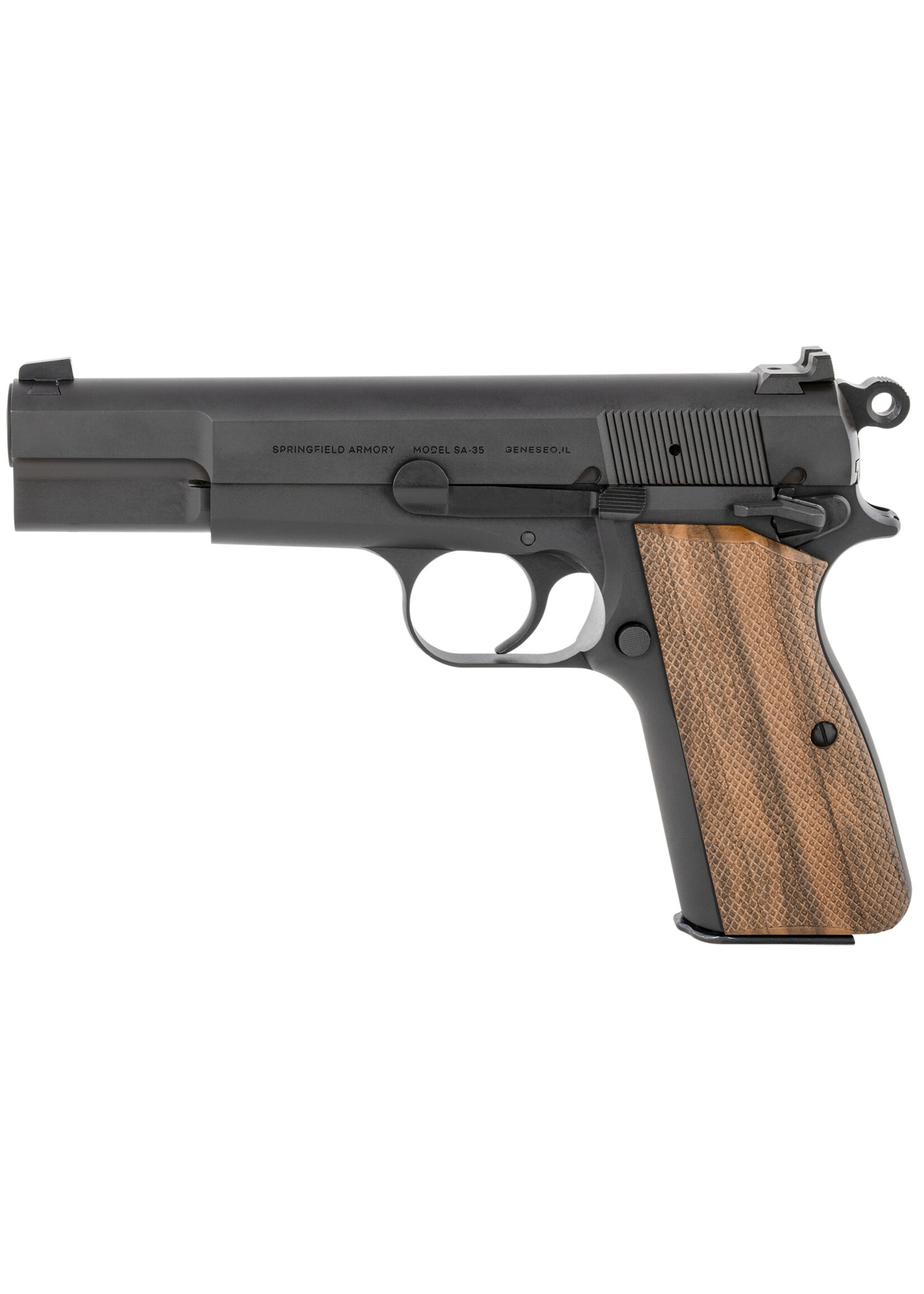 Springfield Armory Springfield Armory HP9201 SA-35 9mm Luger 15+1 4.70" Cold Hammer Forged Barrel, Matte Blued Carbon Steel Frame & Serrated Slide, Checkered Walnut Grip & White Dot Front/Serrated Rear Sights
