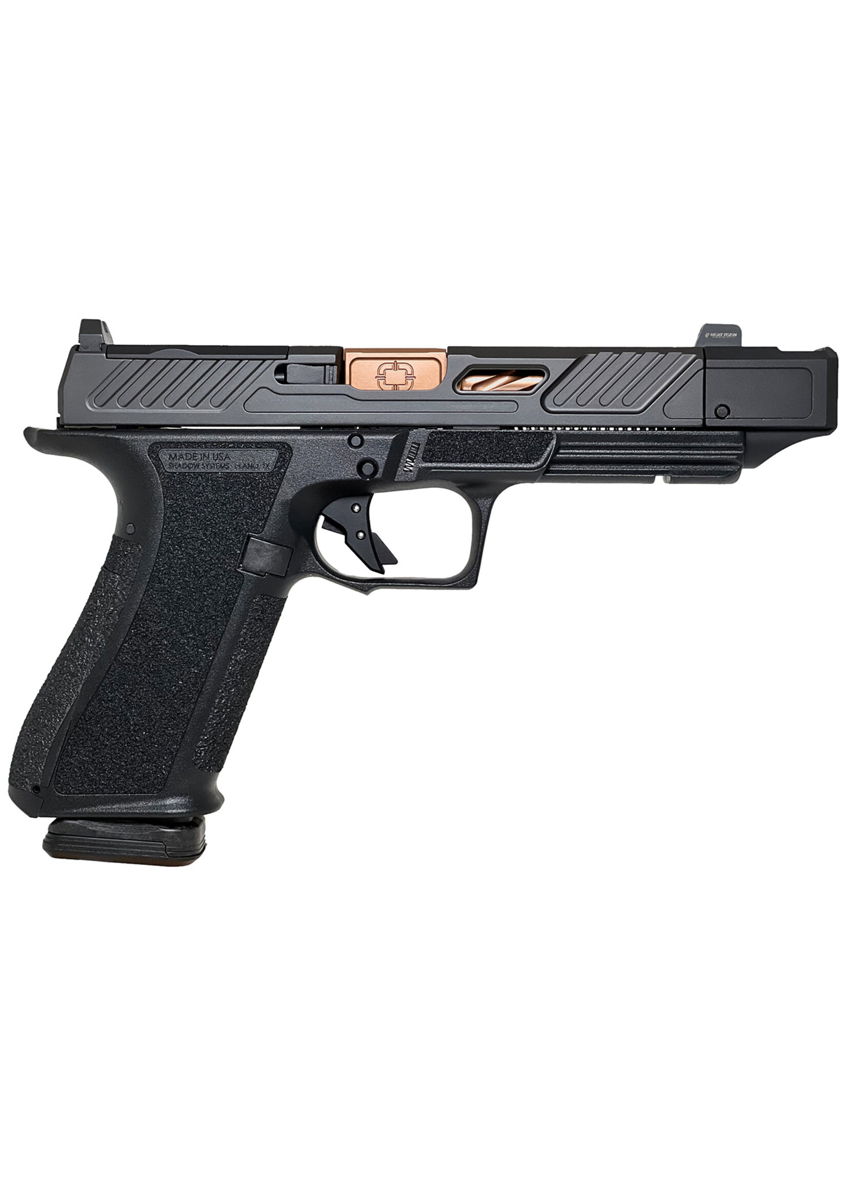 Shadow Systems Shadow Systems SS2211 DR920P Compensator Full Size 9mm Luger 17+1, 4.60" Bronze TICN Match Grade/Spiral Fluted/Compensated Barrel & Optic Cut/Serrated/Window Cut Stainless Steel Slide, Black Polymer Frame w/Beavertail & Picatinny Rail