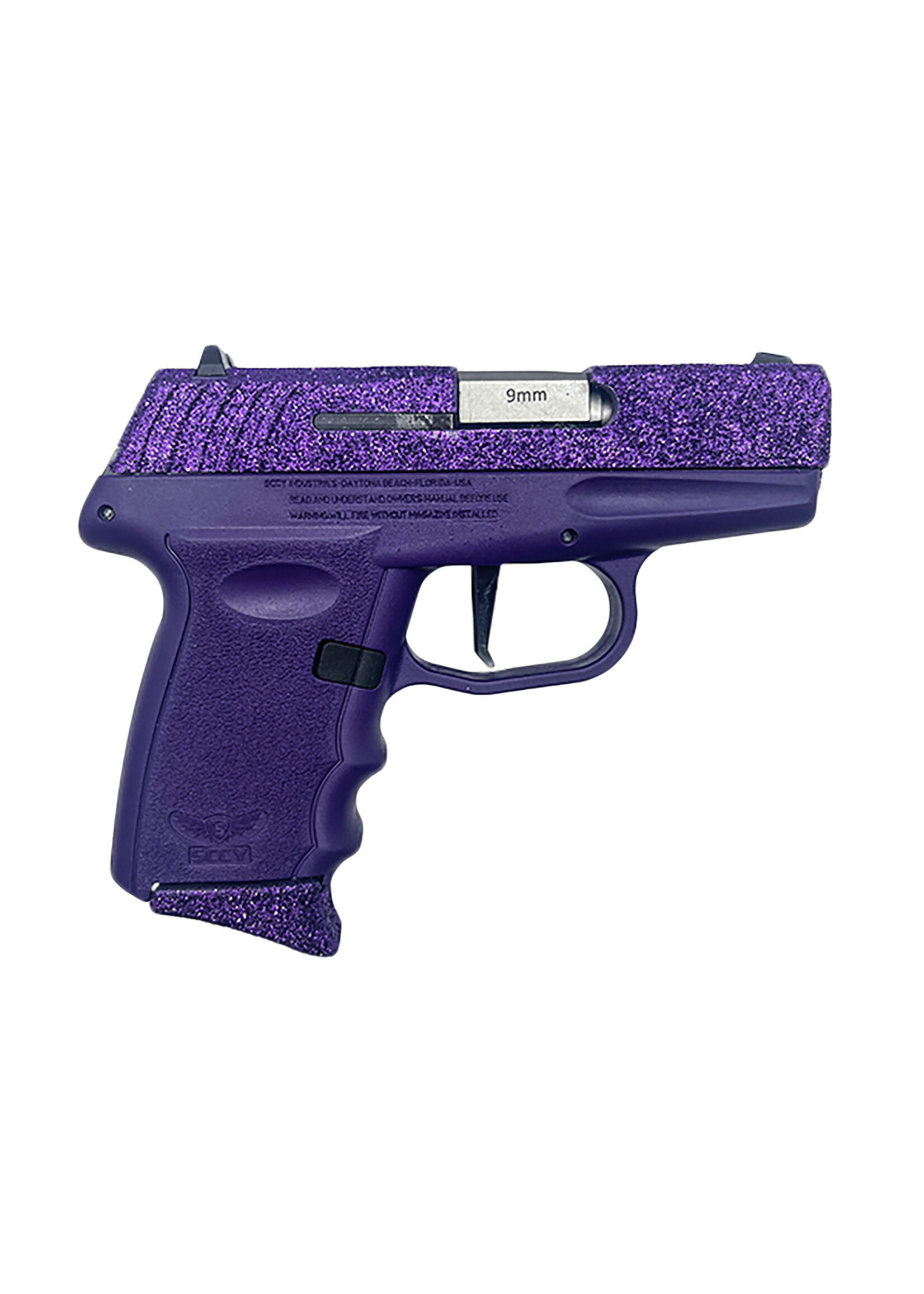 Sccy Industries SCCY Industries DVG1RPPU DVG-1 Sub-Compact Frame 9mm Luger 10+1 3.10" Stainless Quadlock Barrel, Purple Glitter Optic Ready/Serrated Stainless Steel Slide, Royal Purple Polymer Frame & Grip