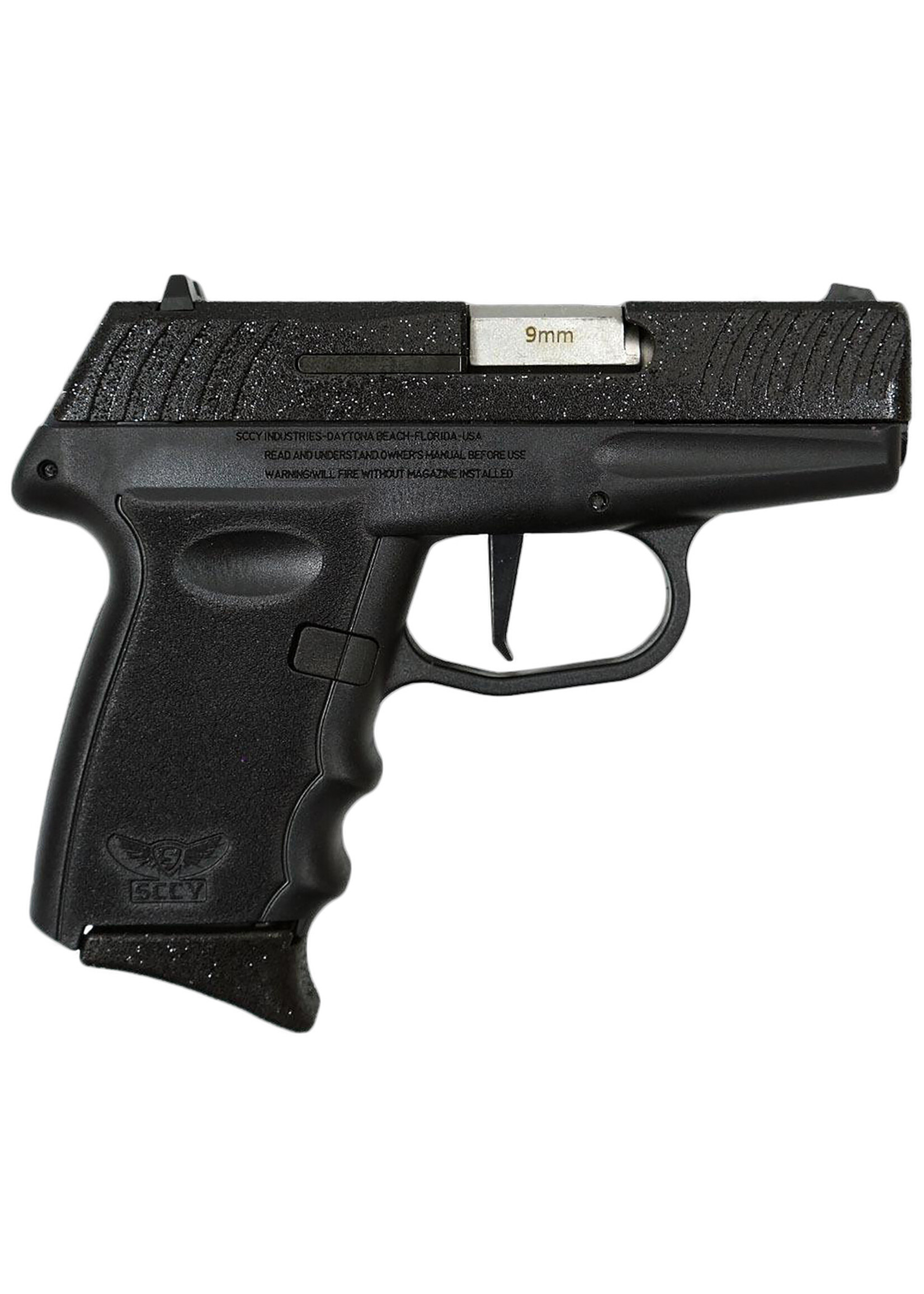 Sccy Industries SCCY Industries DVG1PBBK DVG-1 Sub-Compact Frame 9mm Luger 10+1 3.10" Stainless Quadlock Barrel, Black Glitter Optic Ready/Serrated Stainless Steel Slide, Black Panther Polymer & Grip