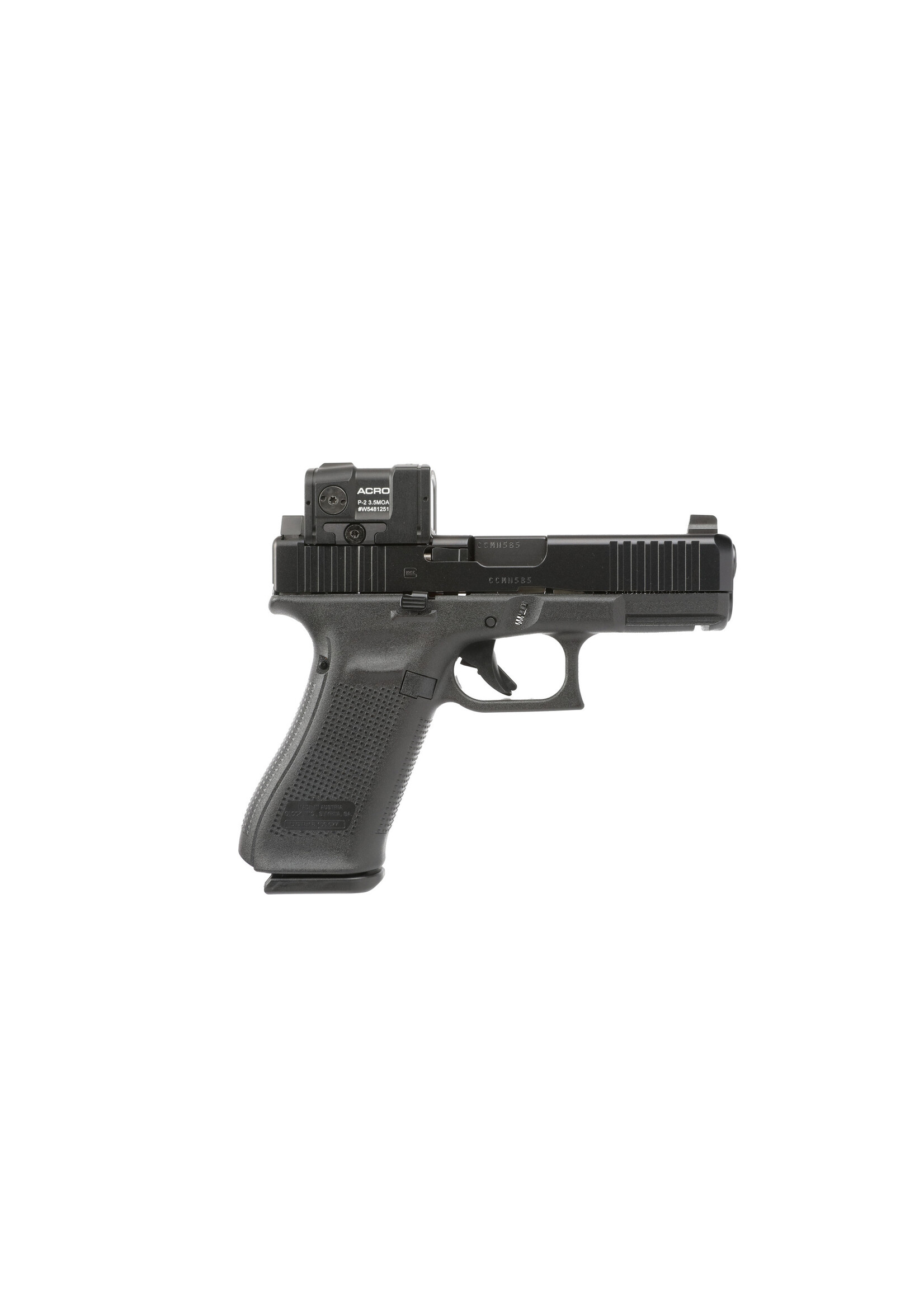 Glock Glock, G45 G5 MOS, Semi-automatic, Striker Fired, Polymer Framed Pistol, Compact, 9MM, 4.02" Barrel, DLC Finish, Black, Interchangeable Backstraps, Ameriglo Suppressor Sights, 17 Rounds, 2 Magazines, Includes Aimpoint ACRO P-2