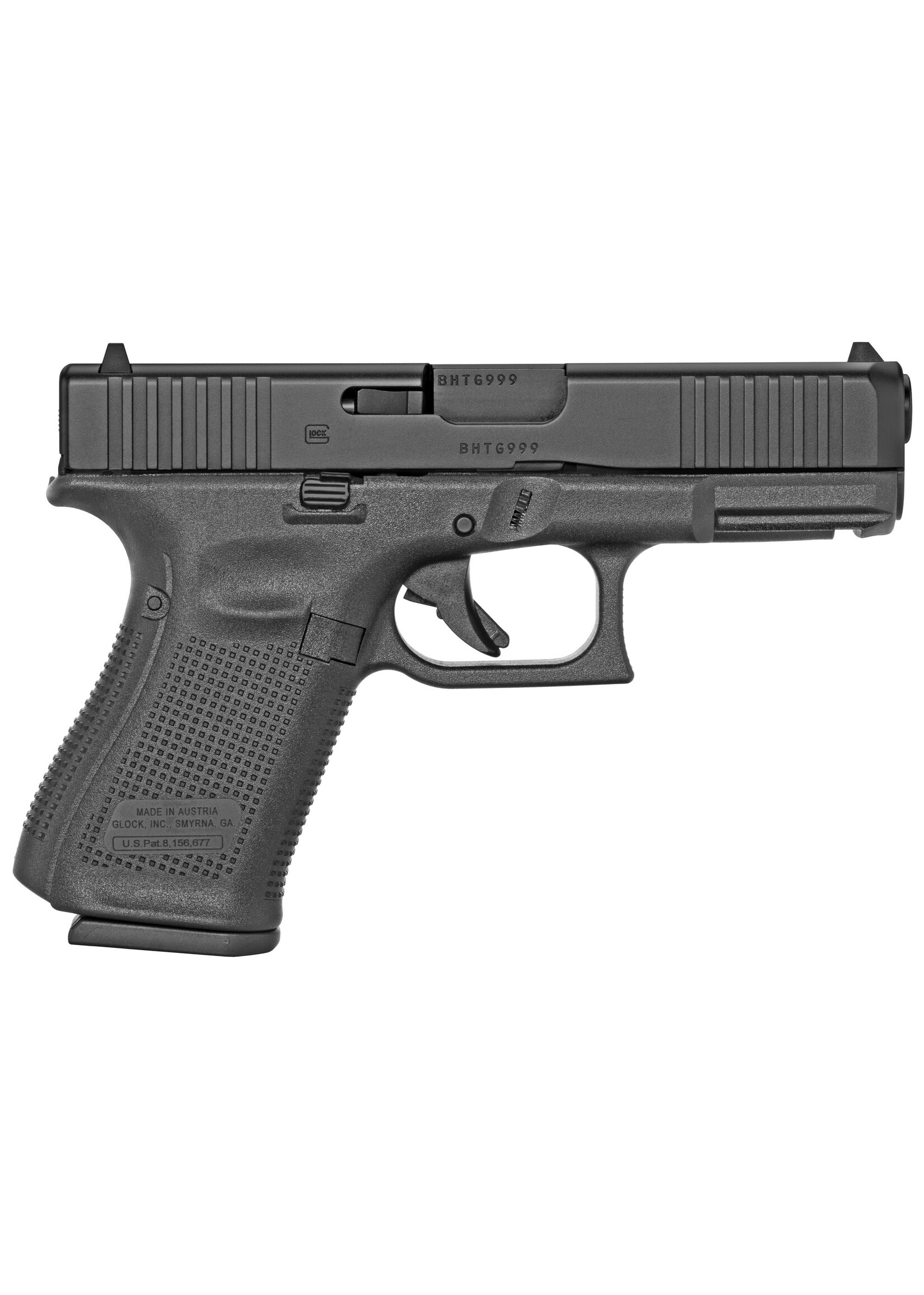 Glock Glock 19 G5, 9MM, 4.02" Marksman Barrel, Polymer Frame, Matte Finish, Fixed Sights, 15Rd, 3 Magazines