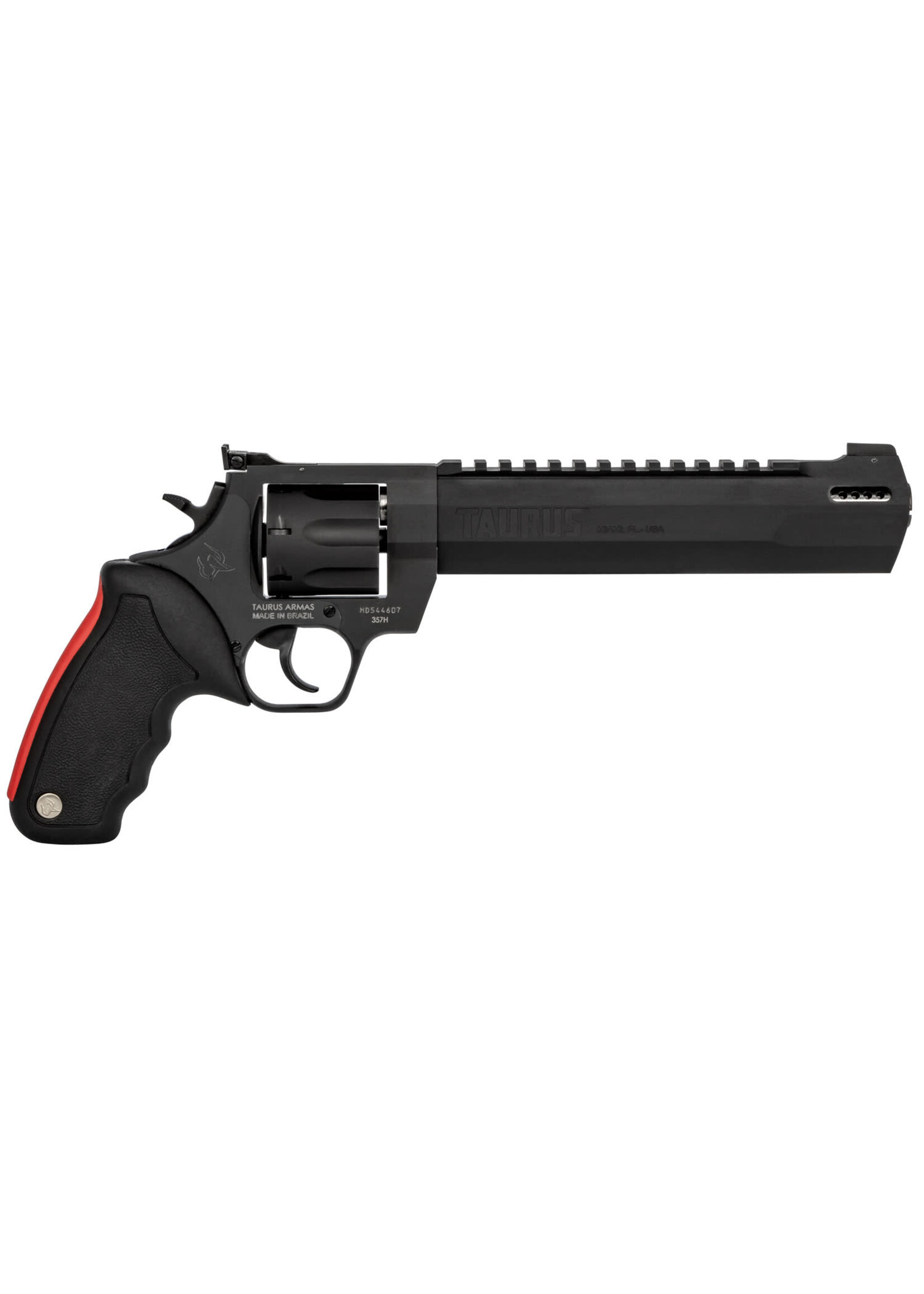Taurus Taurus 2357081RH Raging Hunter 38 Special +P or 357 Mag Caliber with 8.37" Picatinny Rail/Ported Barrel, 7rd Capacity Matte Black Oxide Finish Cylinder, Matte Black Oxide Finish Steel Frame & Black Rubber with Integrated Red Cushion Insert Grip