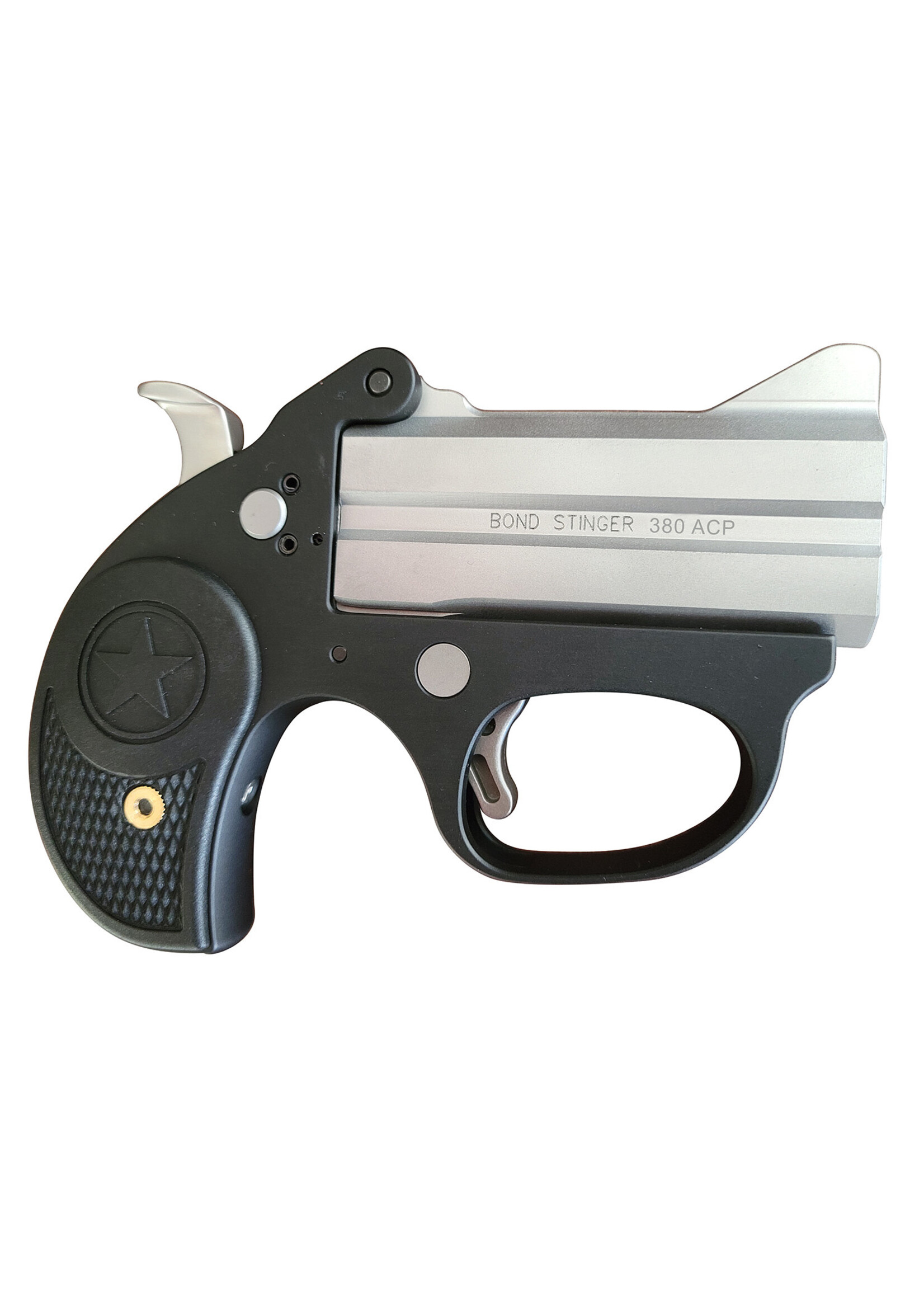 Bond Arms Bond Arms, Stinger, Derringer, 380ACP, 3" Barrel, Aluminum, Silver, Rubber Grips, Fixed Sights, 2 Rounds, With Trigger Guard