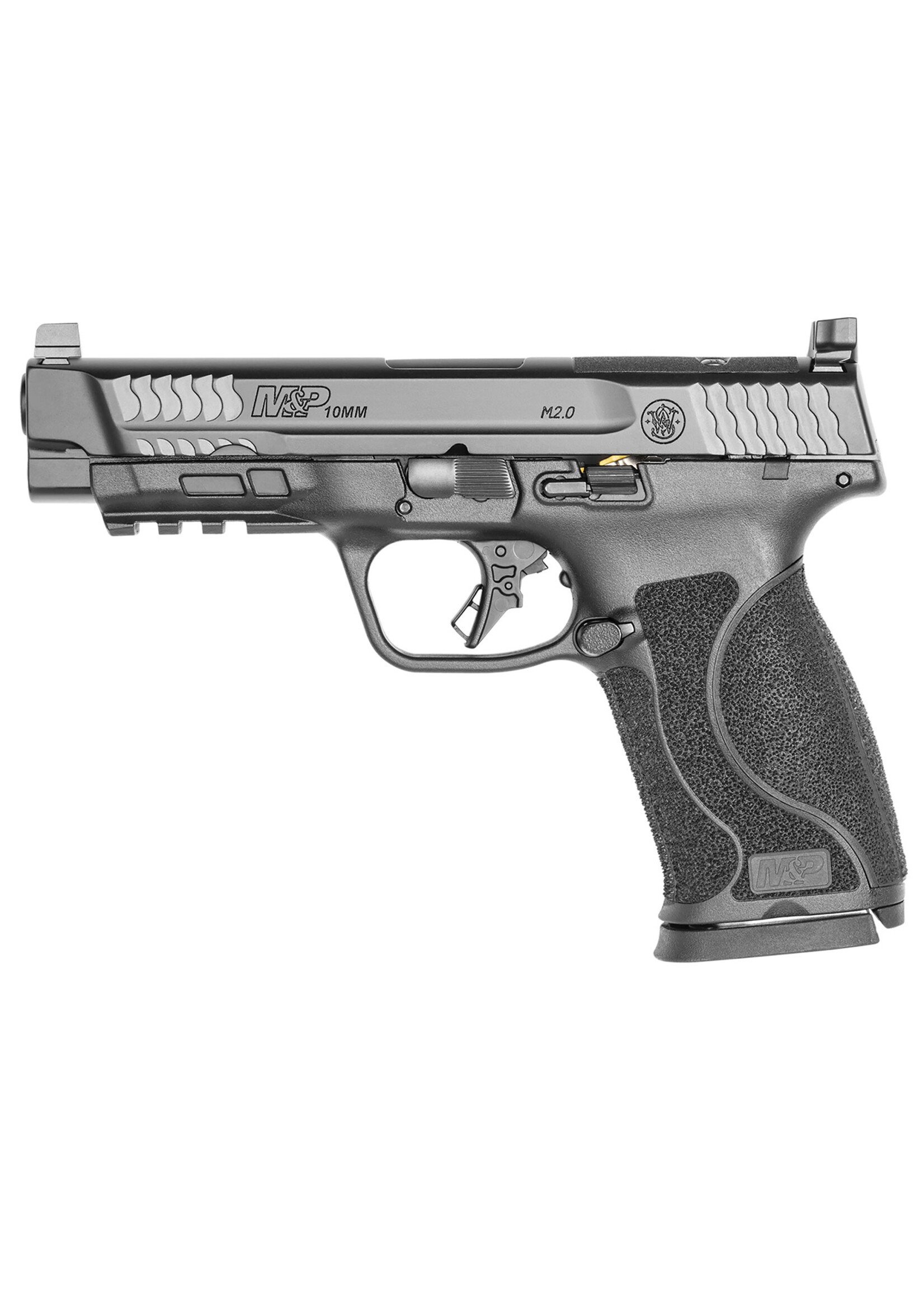 Smith and Wesson (S&W) Smith & Wesson 13387 M&P M2.0 Full Size 10mm Auto 15+1 4.60" Black Armornite Stainless Steel Barrel & Optic Cut/Serrated Stainless Steel Slide, Matte Black Polymer Frame w/Picatinny Rail