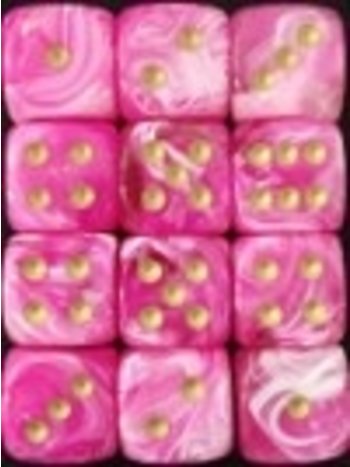 Chessex Brique 36D6 Vortex Pink w/gold