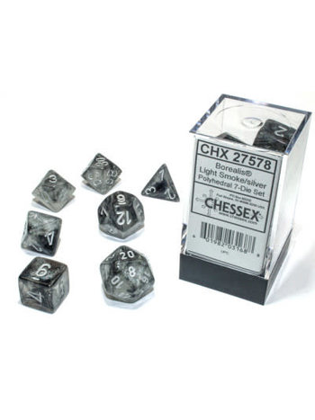 Chessex Set 7D Poly Borealis Luminary Gris Fumée/Argent