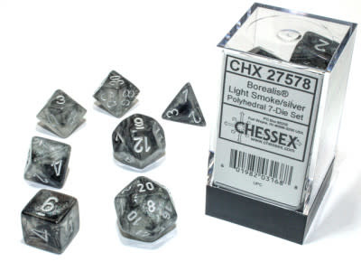 Chessex Set 7D Poly Borealis Luminary Light Smoke/silver