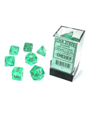 Chessex Set 7D Poly Borealis Luminary Light Green/Gold