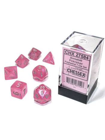 Chessex Set 7 D Poly Borealis Pink/Silver
